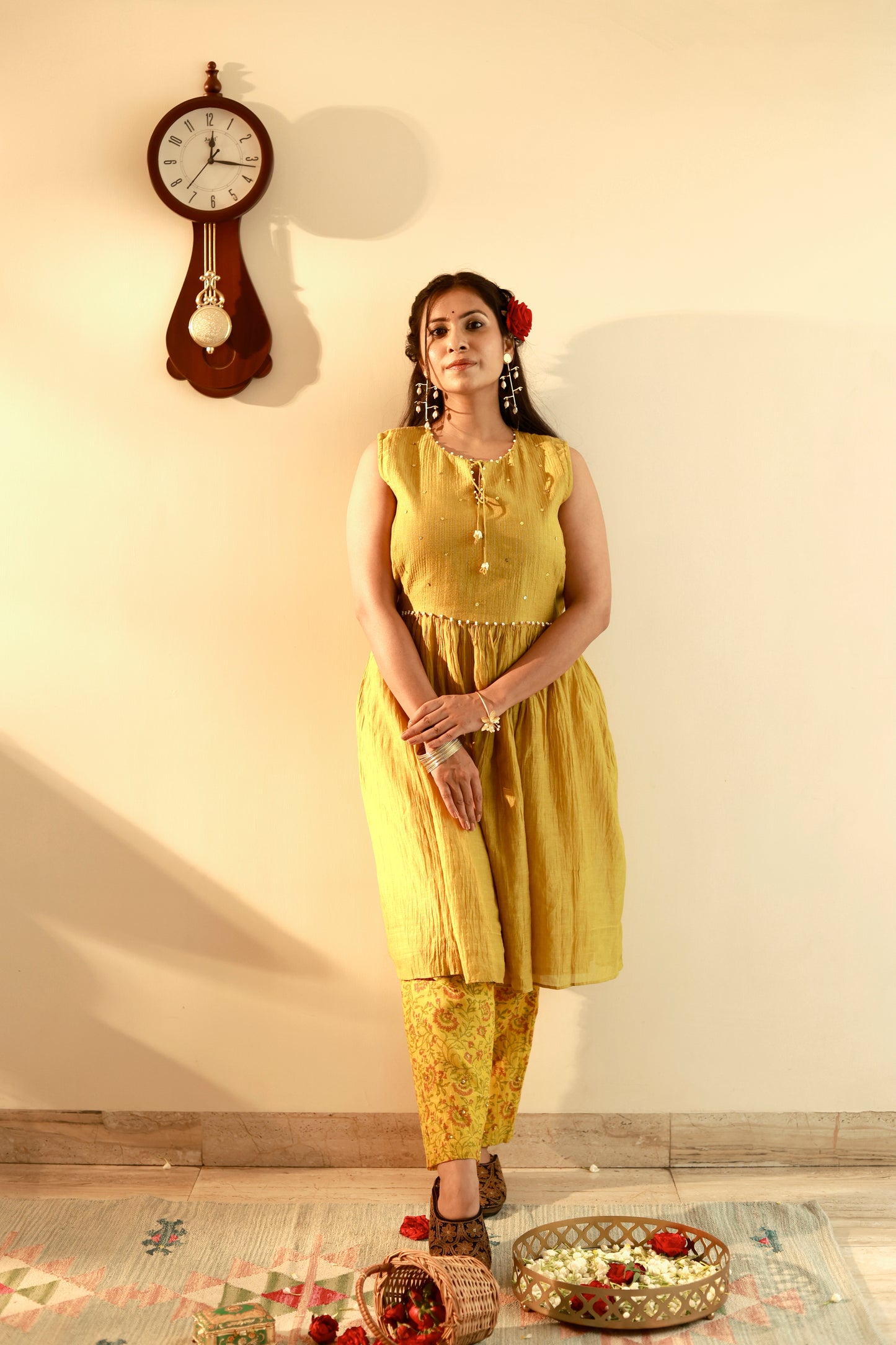 Ojas Mustard Flared Kurta Set