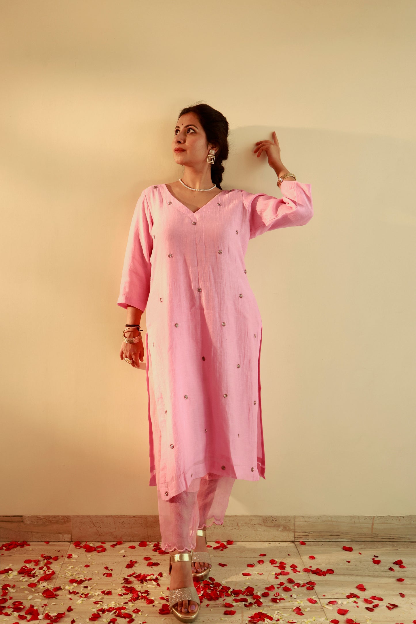 Gulbaar Pink Straight Kurta Set