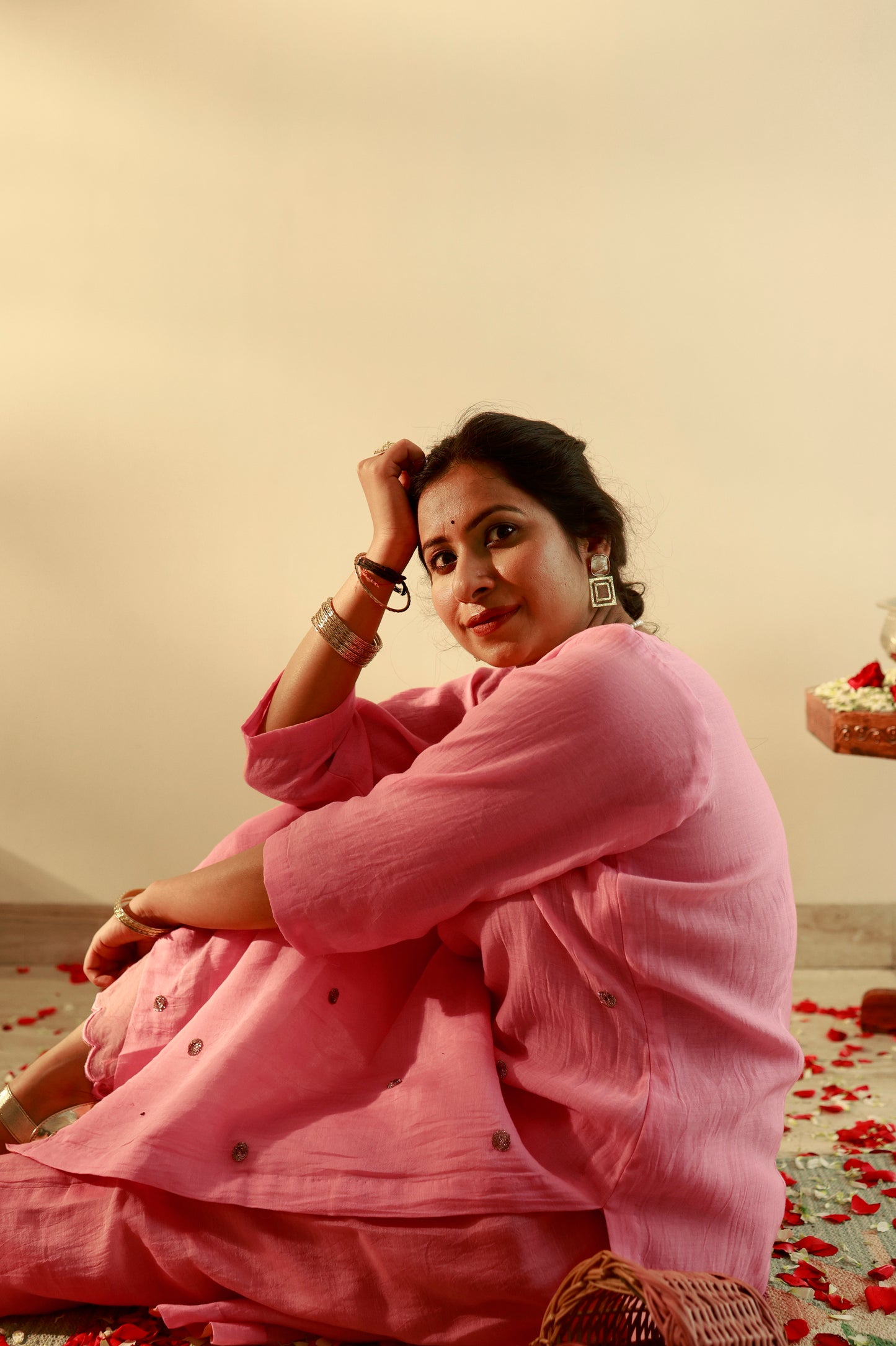 Gulbaar Pink Straight Kurta Set