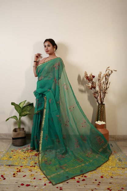 Tapsee Green Kota Silk Saree