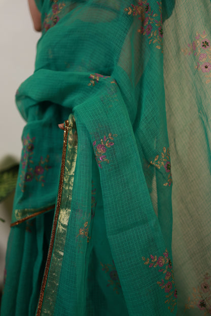 Tapsee Green Kota Silk Saree