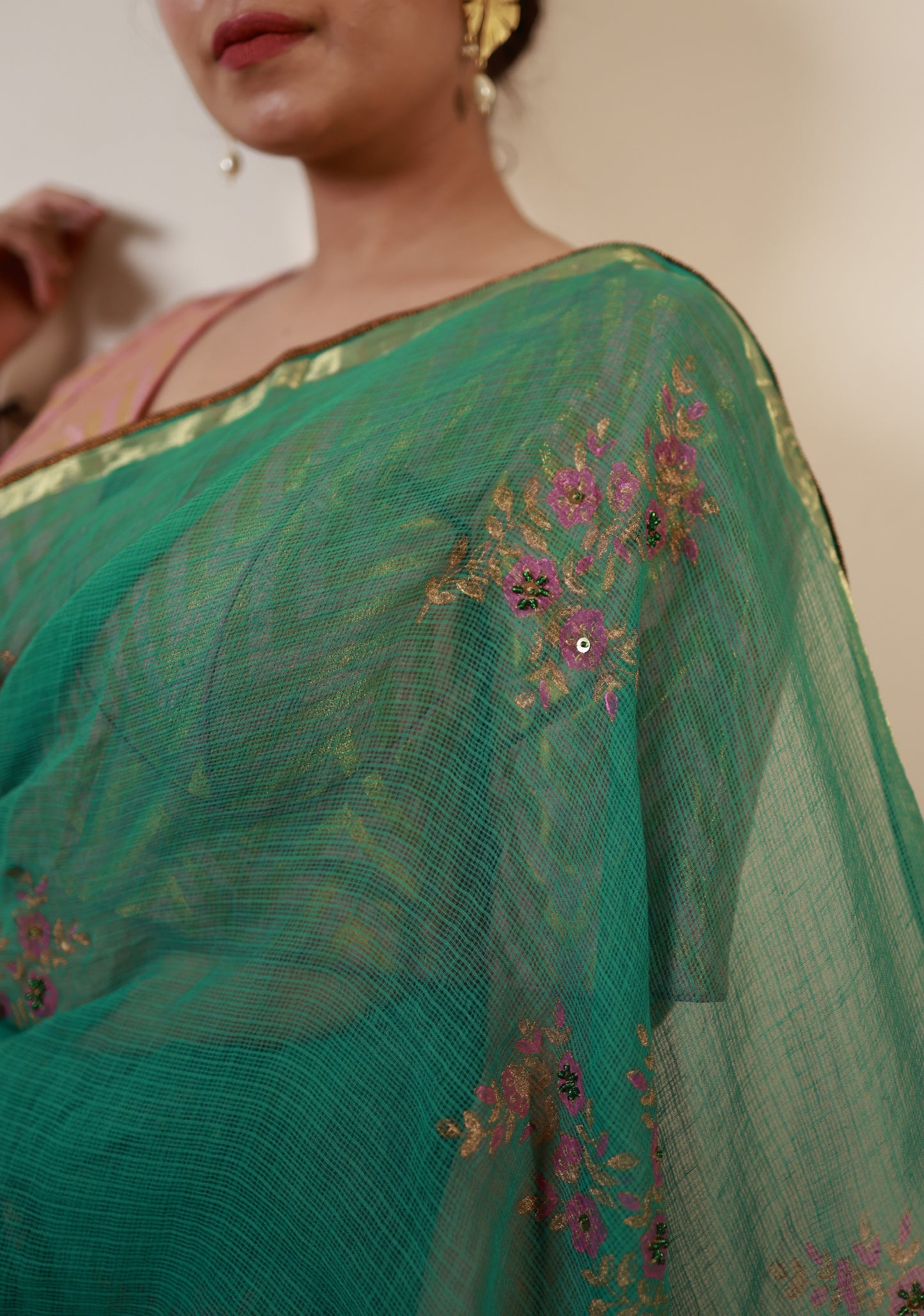 Tapsee Green Kota Silk Saree