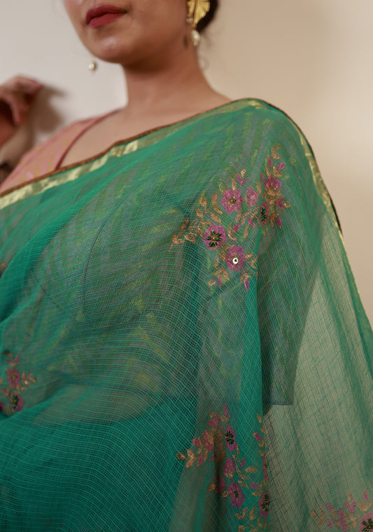 Tapsee Green Kota Silk Saree