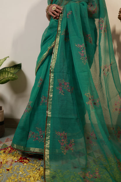 Tapsee Green Kota Silk Saree
