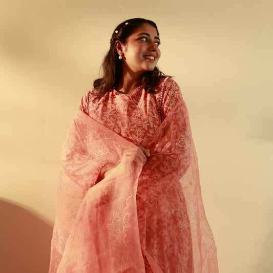 Meher Rust Hand Block Print Kurta Set