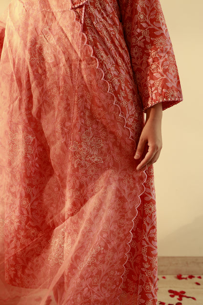 Meher Rust Hand Block Print Kurta Set