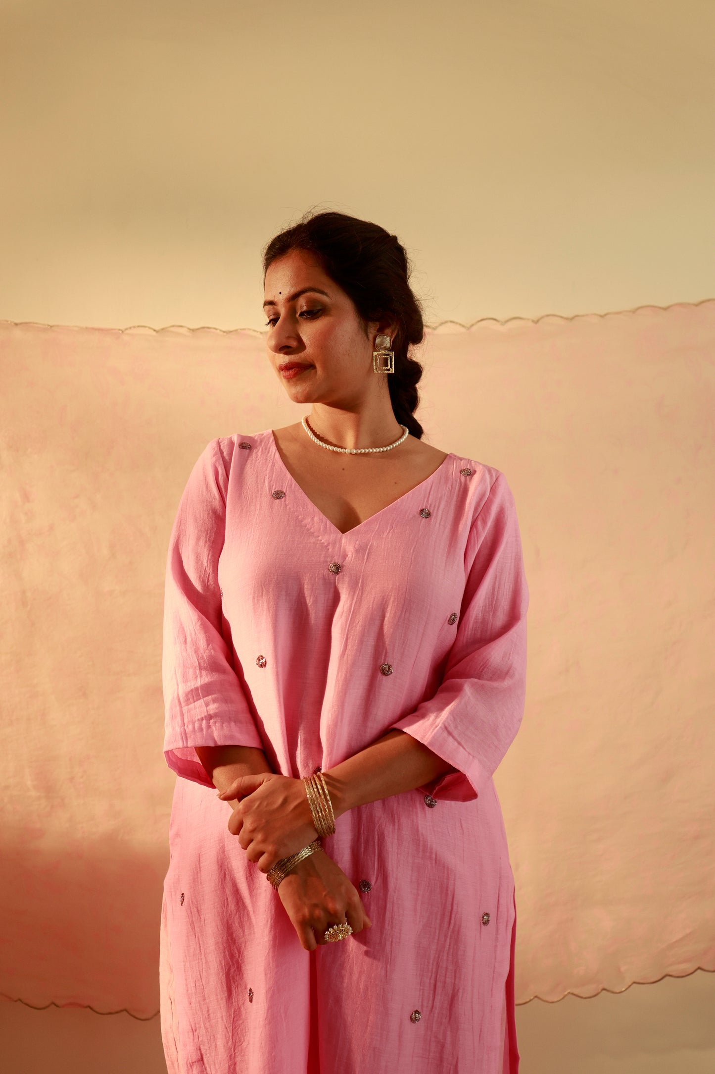 Gulbaar Pink Straight Kurta Set