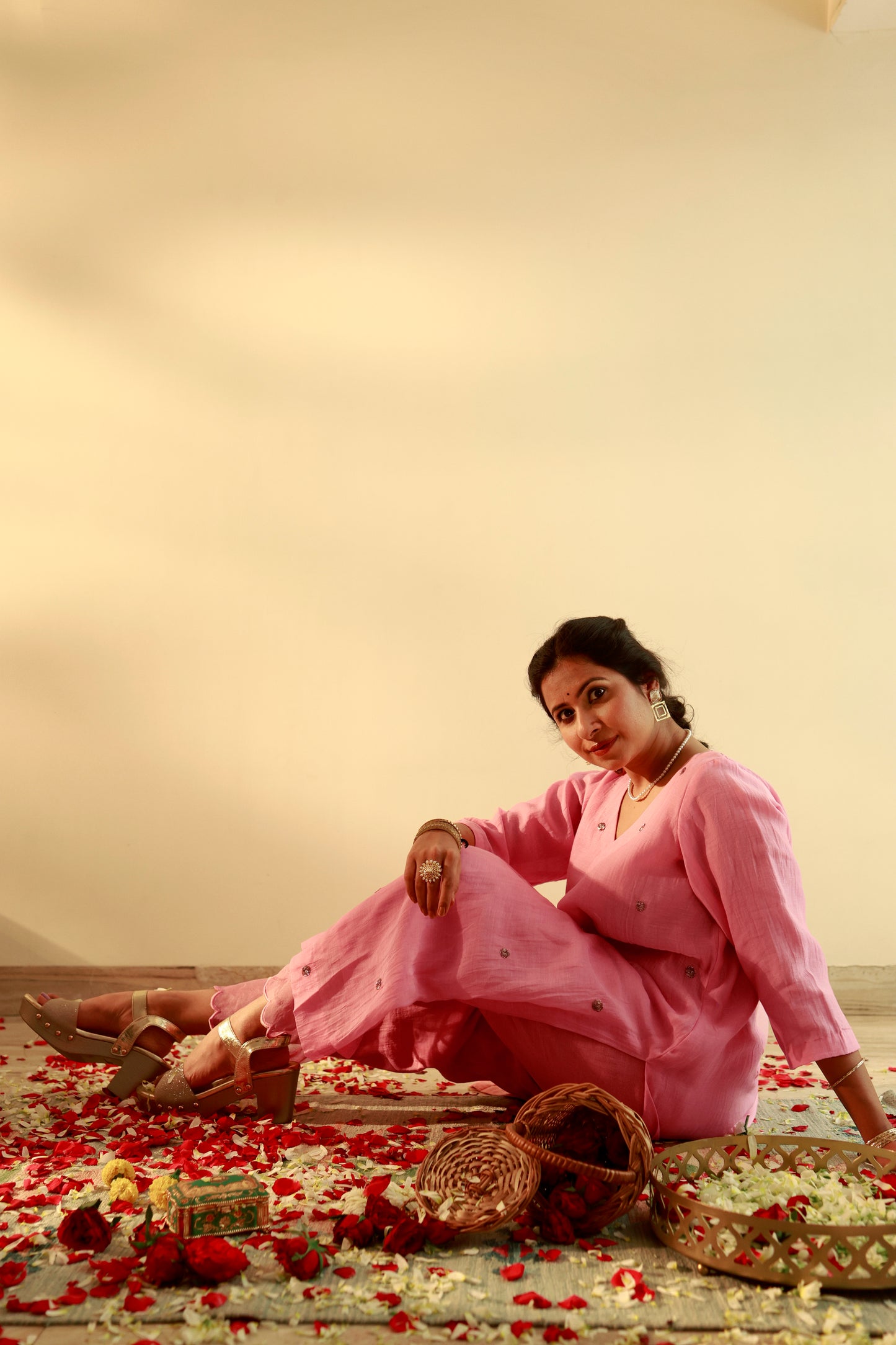 Gulbaar Pink Straight Kurta Set