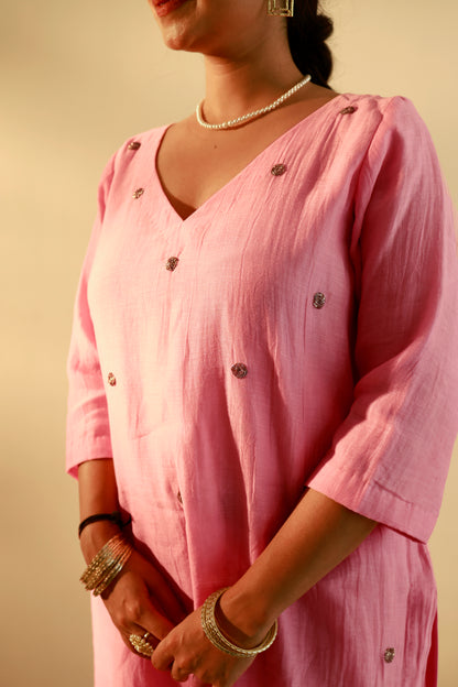 Gulbaar Pink Straight Kurta Set