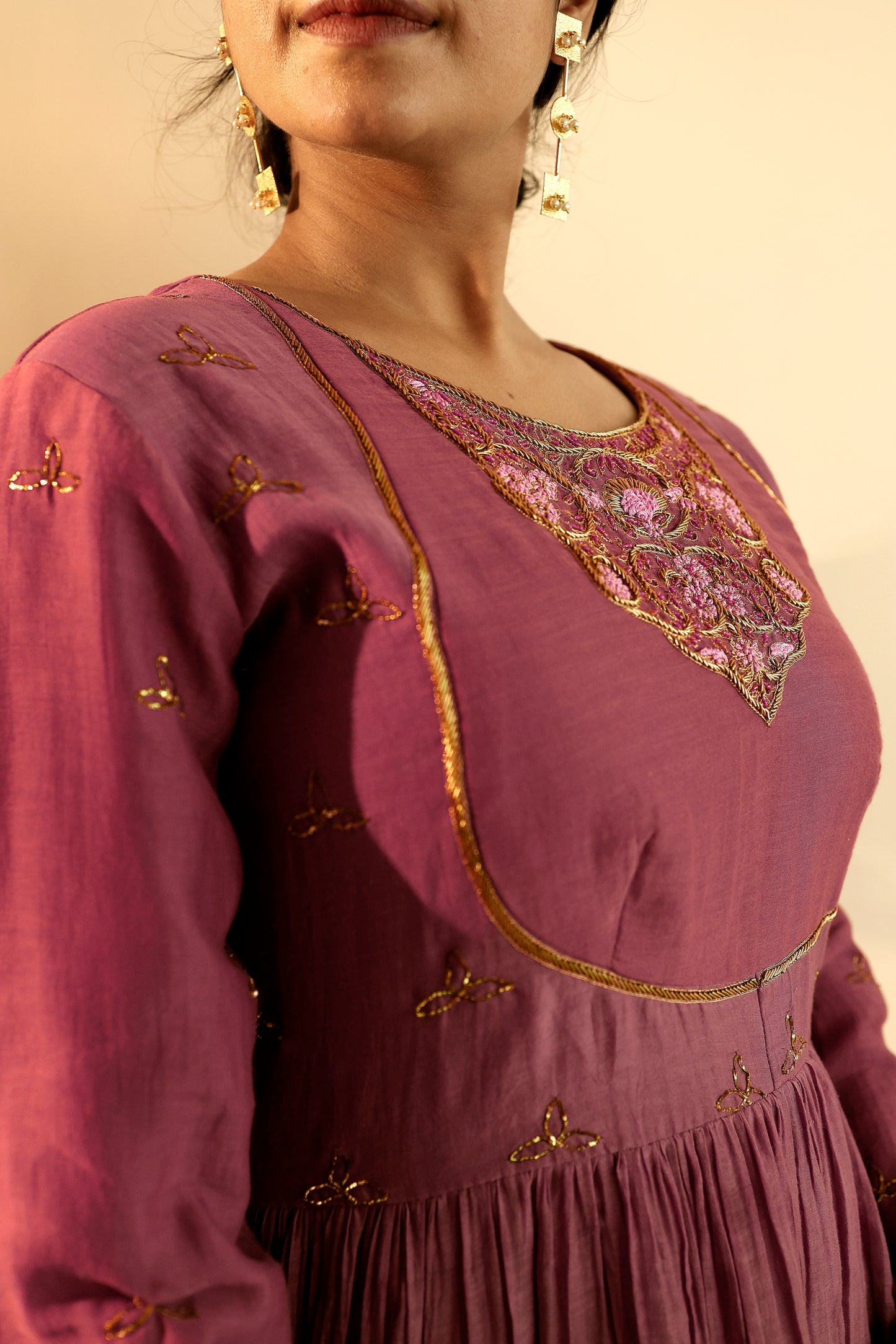 Old Rose Peplum Kurta Gharara Set