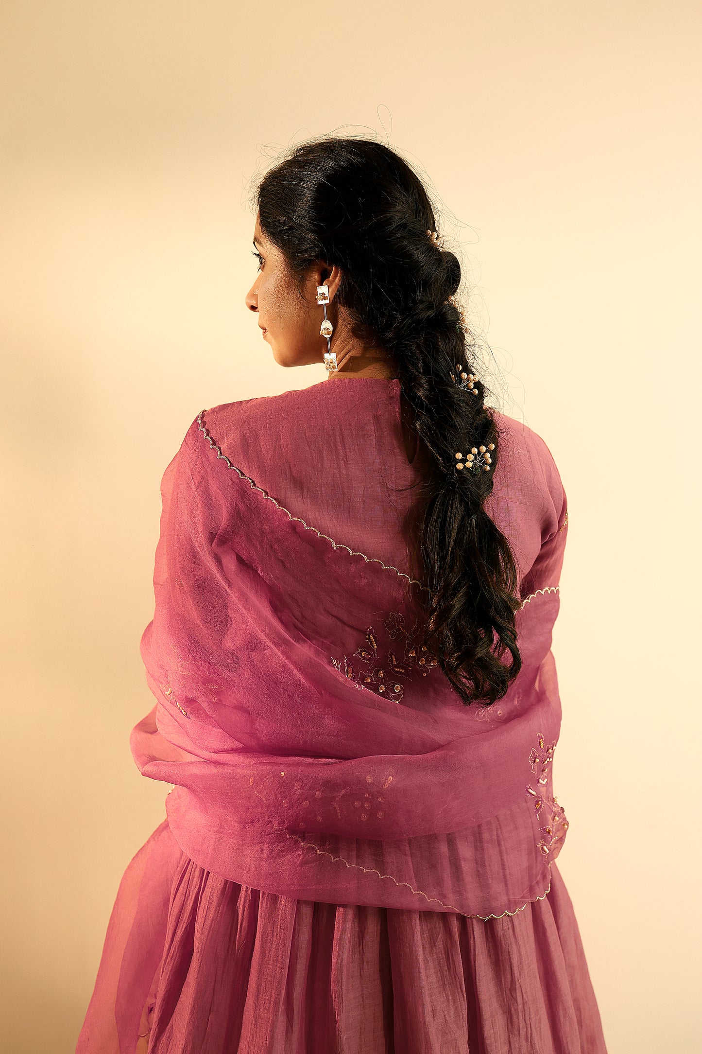 Old Rose Peplum Kurta Gharara Set