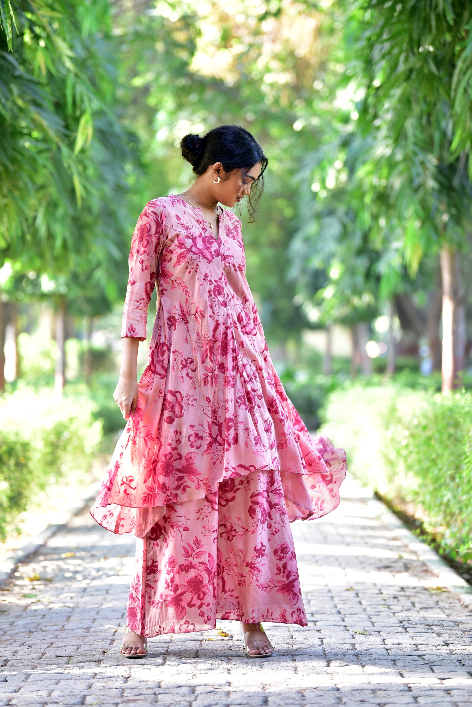 pink color free fit co ord