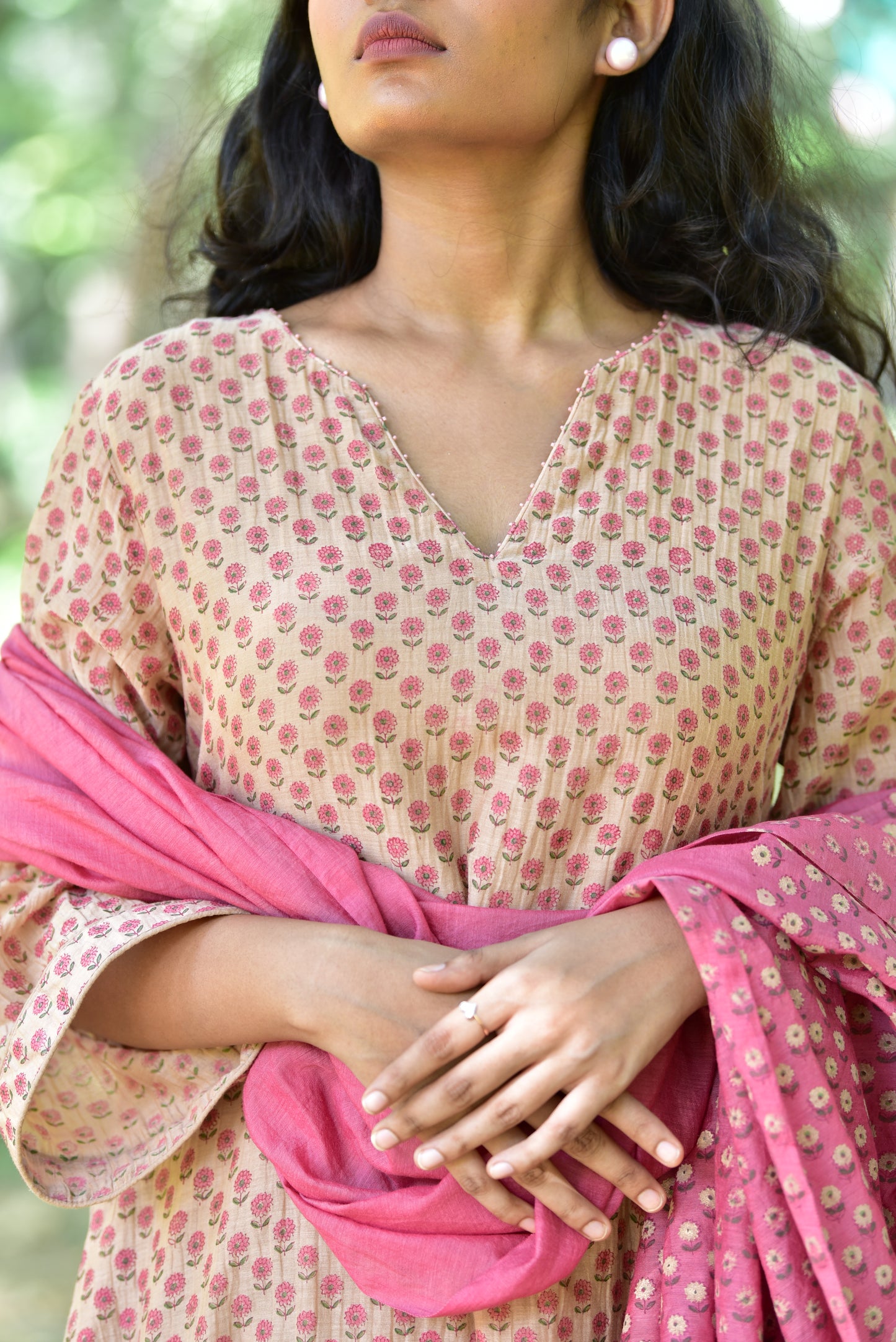 Beige Eva-rose Kurta Set
