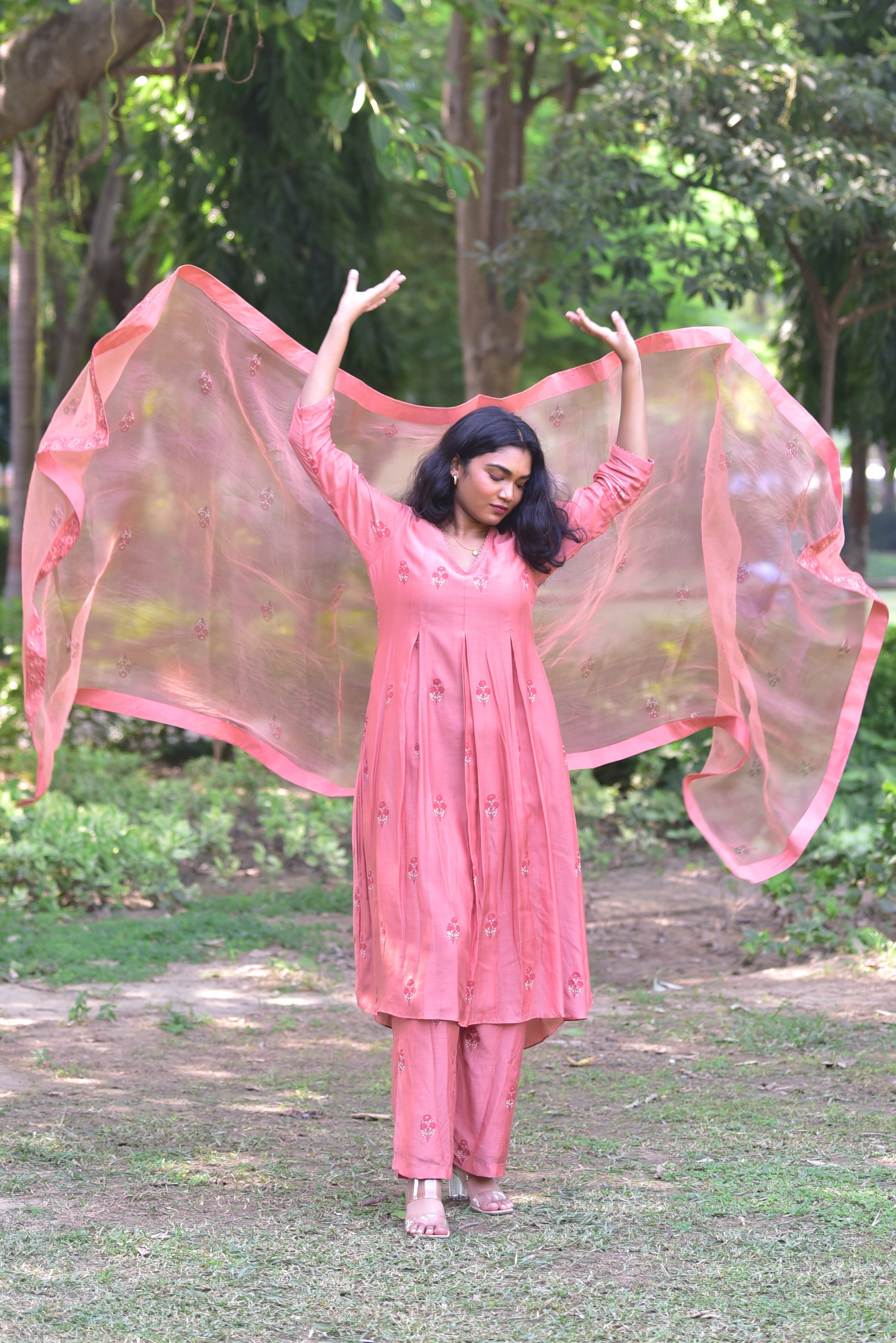 rust-hand-block-printed-kurta-pants-with-dupatta